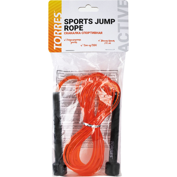 Скакалка TORRES AL1001, трос из ПВХ, оранжевая