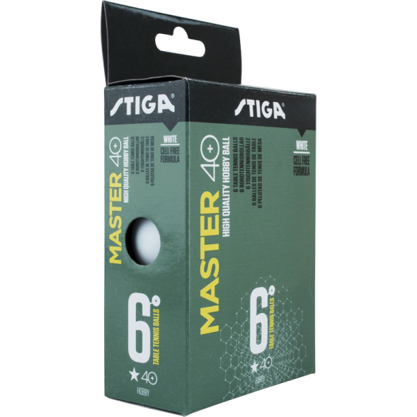 Мяч для настольного тенниса Stiga Master ABS 1*,1111-2410-06, диаметр 40+мм, упаковка 6 шт