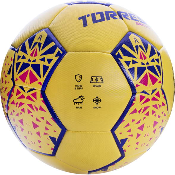 СЦ*Мяч футб. TORRES Bravo-4, F324114, р.4, ПУ, 4 сл, 32 п, гибрид.сшивка, желтый