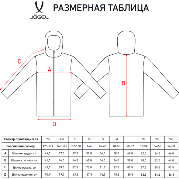 Куртка ветрозащитная JÖGEL CAMP Rain Jacket, красный, детский