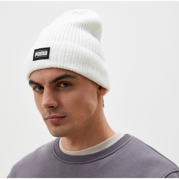 Шапка PUMA Ribbed Classic Cuff Beanie, 02403806, белый