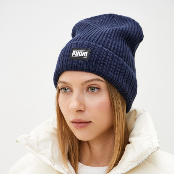 Шапка PUMA Ribbed Classic Cuff Beanie, 02403806, белый