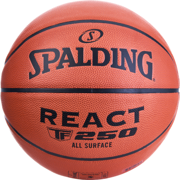 Мяч баск. SPALDING TF-250 React 76968z, р.6, FIBA Approved, композит. кожа (ПУ), коричнево-черный