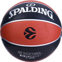 Мяч баск. SPALDING TF-500 Excel Euroleague р.7, 77101z, композит, коричнево-черный