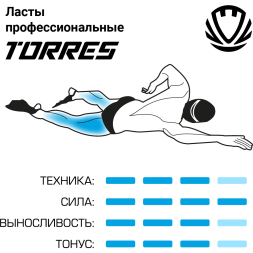 Ласты для бассейна профессиональные TORRES X1, SWF042403BL, р. EU 40-41 (M), черно-оранжевый