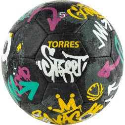 Мяч футб. TORRES Street, F023225, р.5, 32 пан.. рез., 4 подкл. слоя, руч. сшив., черно-мультиколор
