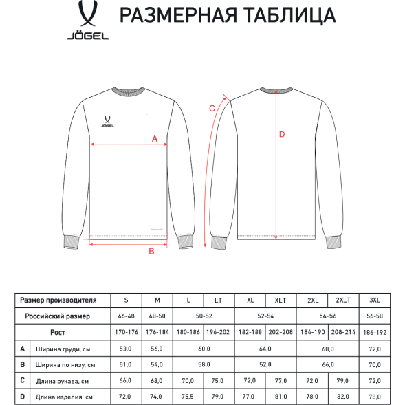Футболка баскетбольная с длинным рукавом JÖGEL DIVISION PerFormDRY Pre-Match Longsleeve Jersey, красный