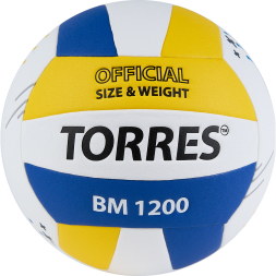 Мяч вол. TORRES BM1200, V42335, р.5, синт.кожа (микрофибра), клееный, бут.кам, бел-син-желт
