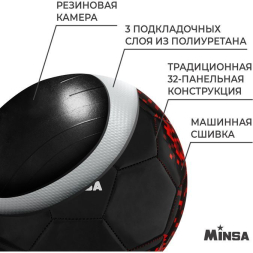 Мяч футбольный MINSA, PU, машинная сшивка, 32 панели, размер 5, 360 г