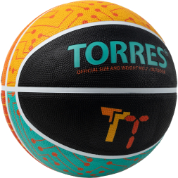 Мяч баск. TORRES TT, B023157, р.7, резина, нейлон. корд, бут. кам., черный-мультиколор
