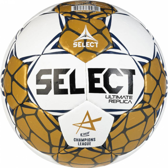 Мяч ганд. SELECT Ultimate Replica v24, 1671854990, р.2 (Junior), EHF Appr, ПУ, руч.сш, золотисто-бел