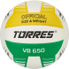Мяч вол. TORRES VB 650, V32425, р.5, синт.кожа полиуретан, клееный, бут.кам, бел-зелено-желт