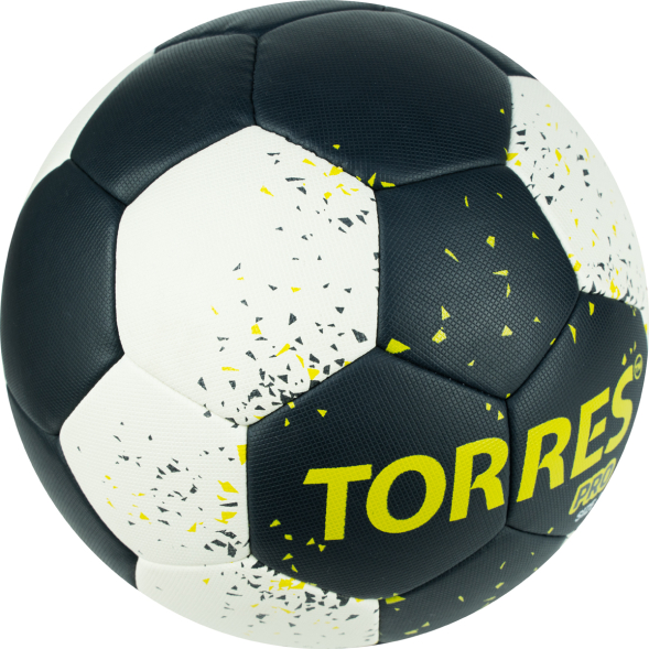 Мяч ганд. TORRES PRO, H32162, р.2, ПУ, 4 подкл. слоя, гибрид. сшивка, черно-бел-желт
