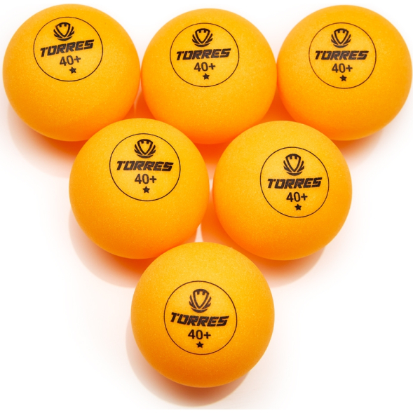 Мяч для наст. тенниса TORRES Training 1*, TT23015, диам. 40+ мм, упак. 6 шт, оранж