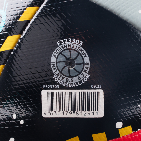 Мяч футб. TORRES Junior-3 Super, F323303, р.3,ПУ,4 сл, 12 п,гибрид.сш, крас-чёрн-сер