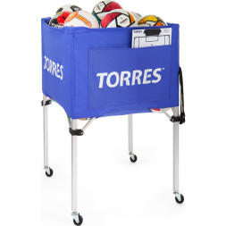 Тележка для мячей TORRES, SS11022, на 25-30 шт., дл. 67см, глуб.45 см, выс.103 см, сине-белая
