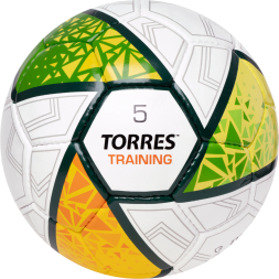 Мяч футб. TORRES Training, F323955, р.5, 32 пан. ПУ, 4 подкл. слоя, руч. сшивка, бело-зел-жёлт