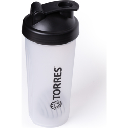 Шейкер спортивный TORRES, S01-600-01, 600мл, черная крышка с колпачком, пластик, прозрачный