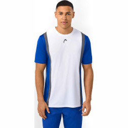 Футболка мужская HEAD Club 25 Tech T-Shirt M 811725-ROWH-S, р.S, полиэстер, бело-синий