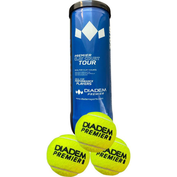 Мячи для большого тенниса DIADEM Premier Clay Court Tour 3B, Europe-Ball-ClayTour-3B, упаковка 3 мяча, ITF