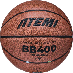 Мяч баскетбольный Atemi, р. 7, синтетическая кожа ПУ, 8 панелей, BB400N, окруж 75-78, клееный
