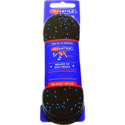 Шнурки для коньков Texstyle Double Blue Line And Molded Tip 2000MT-BK-244, длина 244см.