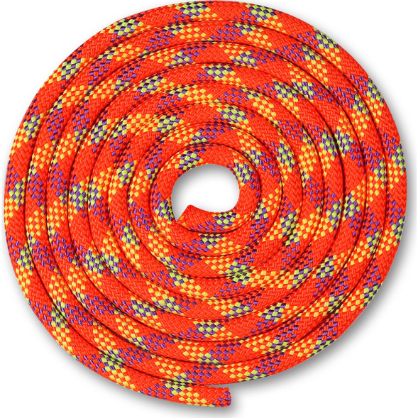 Скакалка гимнастическая INDIGO SM-360-BCL, утяжеленная, длина 3м, шнур, голубо-кораллово-лимонный