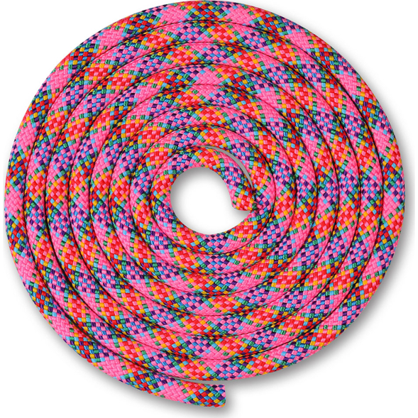 Скакалка гимнастическая INDIGO SM-360-BCL, утяжеленная, длина 3м, шнур, голубо-кораллово-лимонный