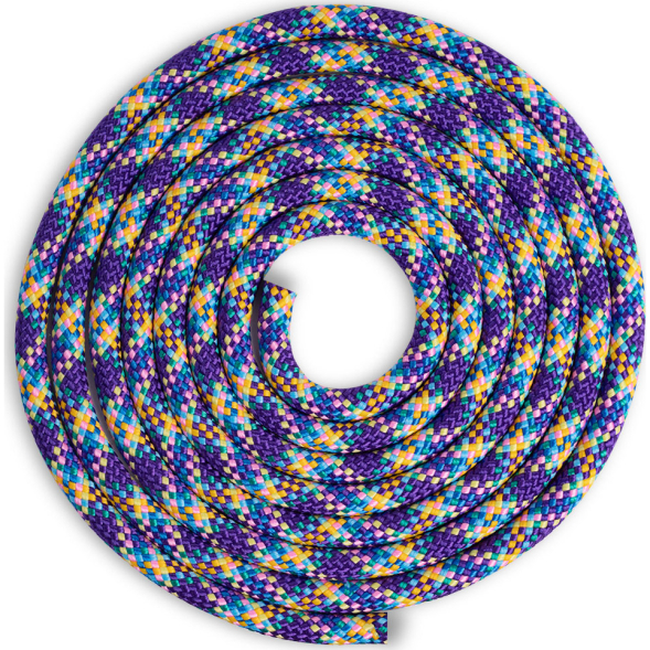 Скакалка гимнастическая INDIGO SM-360-BCL, утяжеленная, длина 3м, шнур, голубо-кораллово-лимонный