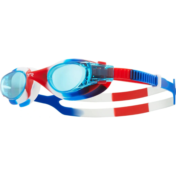 Очки для плавания подростковые TYR Vesi Tie Dye Junior, LGVSITD-424, голубые линзы