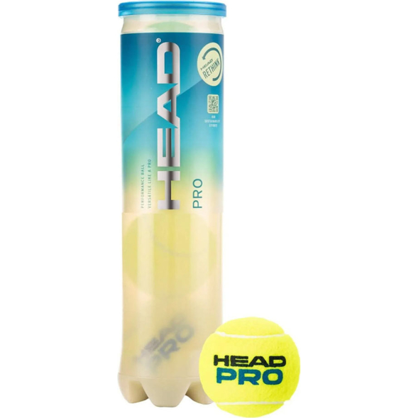 Мяч теннисный HEAD Pro 4B, 571604,уп.4 шт,одобр.ITF,сукно,нат.резина,желтый