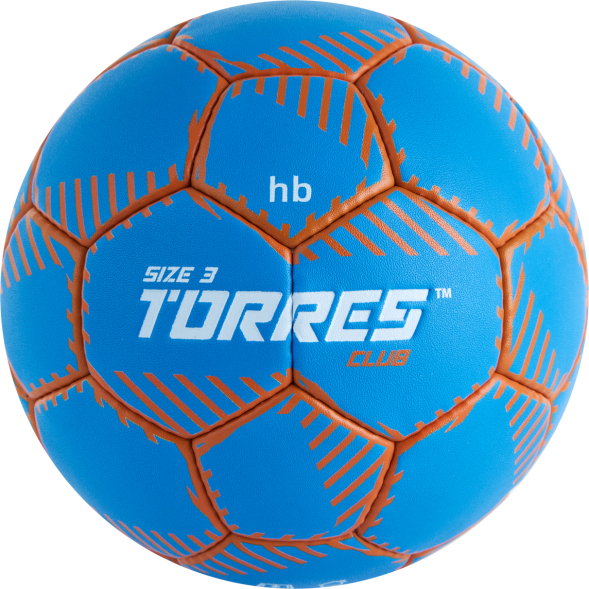 Мяч ганд. TORRES Club, H32443, р.3, ПУ, 5 подкл. слоев, руч. сшивка, синий
