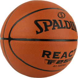Мяч баск. SPALDING TF-250 React 76803z, р.5, композит. кожа (ПУ), коричн-черн.