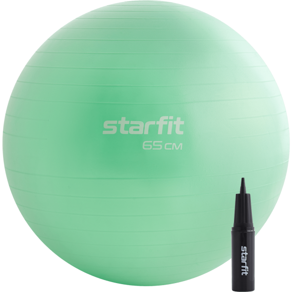 БЕЗ УПАКОВКИ Фитбол STARFIT GB-111 антивзрыв, 1000 гр, с ручным насосом, мятный, 65 см