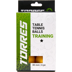 Мяч для наст. тенниса TORRES Training 1*, TT23015, диам. 40+ мм, упак. 6 шт, оранж