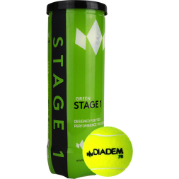 Мячи для большого тенниса детские DIADEM Stage 1 Green Ball, BALL-CASE-GR, от 11 лет, упаковка 3 мяча