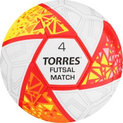 Мяч футзал. TORRES Futsal Match, FS323774, р.4, 32 панели.ПУ, 4 подкл. слоя, бело-крас-жёлт