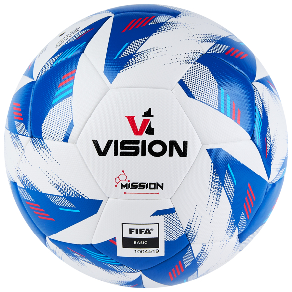 Мяч футб. VISION Mission, FV324075,р.5, FIFA Basic,PU, 32 пан, гибрид. сшив.,бел-синий