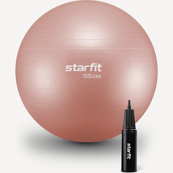 Фитбол STARFIT GB-109 антивзрыв, 900 гр, с ручным насосом, персиковый, 55 см
