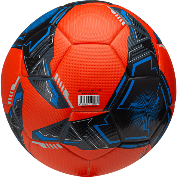 Мяч футбольный JÖGEL Championship №5, оранжевый/синий/черный