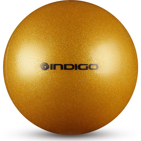 Мяч для художественной гимнастики  INDIGO IN118-GOLD, диаметр 19см., золотой металлик с блестками