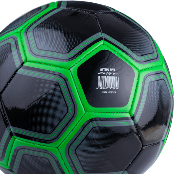 Мяч футбольный JÖGEL Intro №5, черный/зеленый
