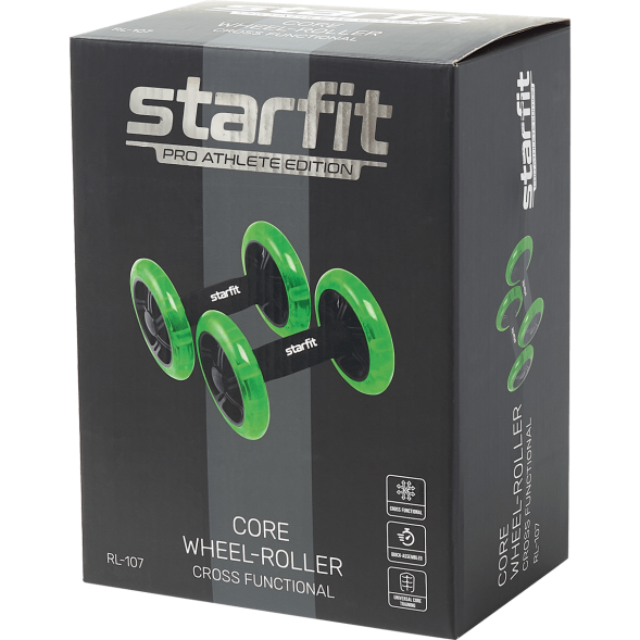 Ролики для пресса раздельные STARFIT RL-107, черный/ярко-зеленый