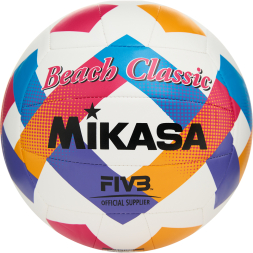 Мяч вол. пляжн. MIKASA BV543C-VXA-O, 18 панелей, синт.кожа (ТПУ), маш.сш., бут.кам, мультиколор